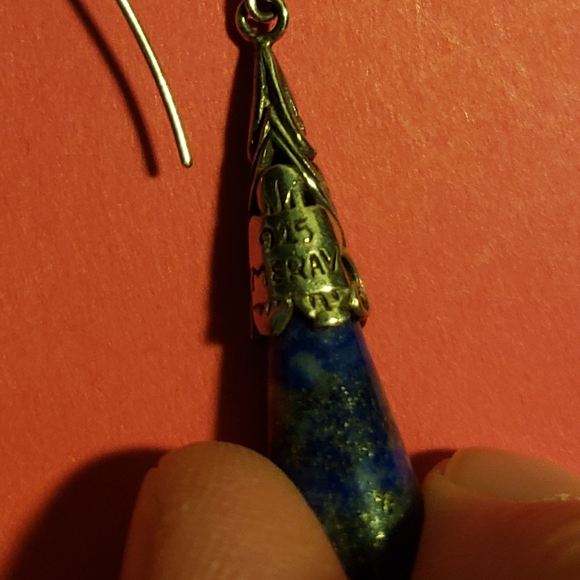 Vintage 925 Sterling Silver Blue Sodalite Stone Earings - Picture 4 of 5